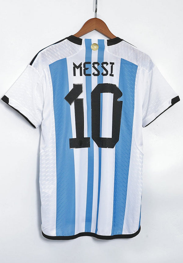 Messi Argentina 3 Stars jersey world cup champions
