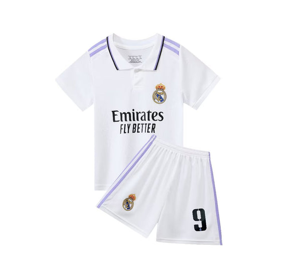 Benzema #9 home jersey full kit for youth 2023