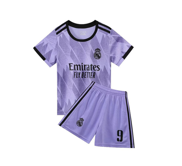 Benzema #9 Real madrid away jersey t-shirt and short for youth