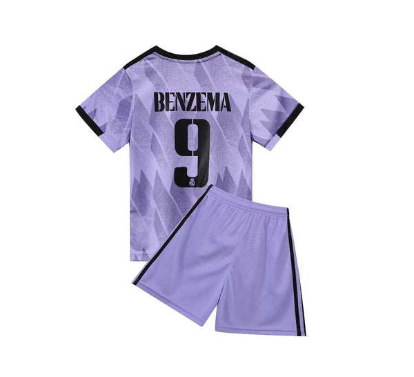 Benzema #9 Real madrid away jersey t-shirt and short for youth